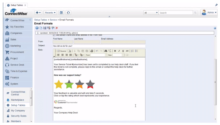Simple ConnectWise survey integration Simple ConnectWise survey integration