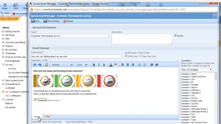 Autotask 1-click surveys