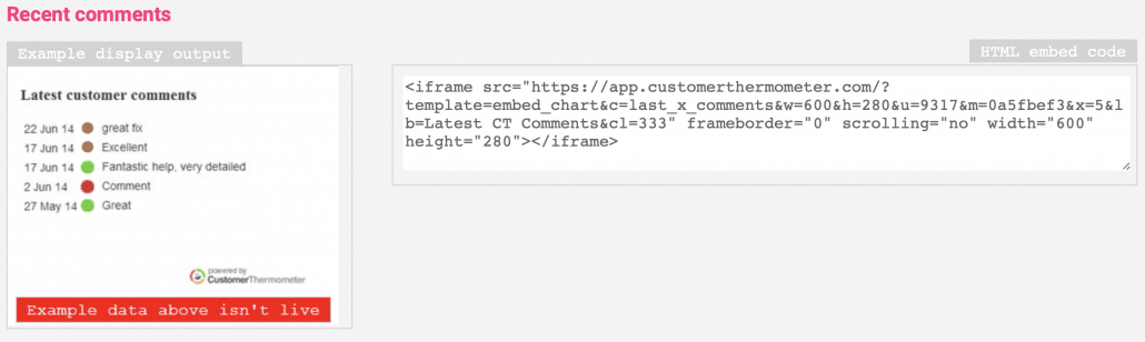 Real time feedback comment widget