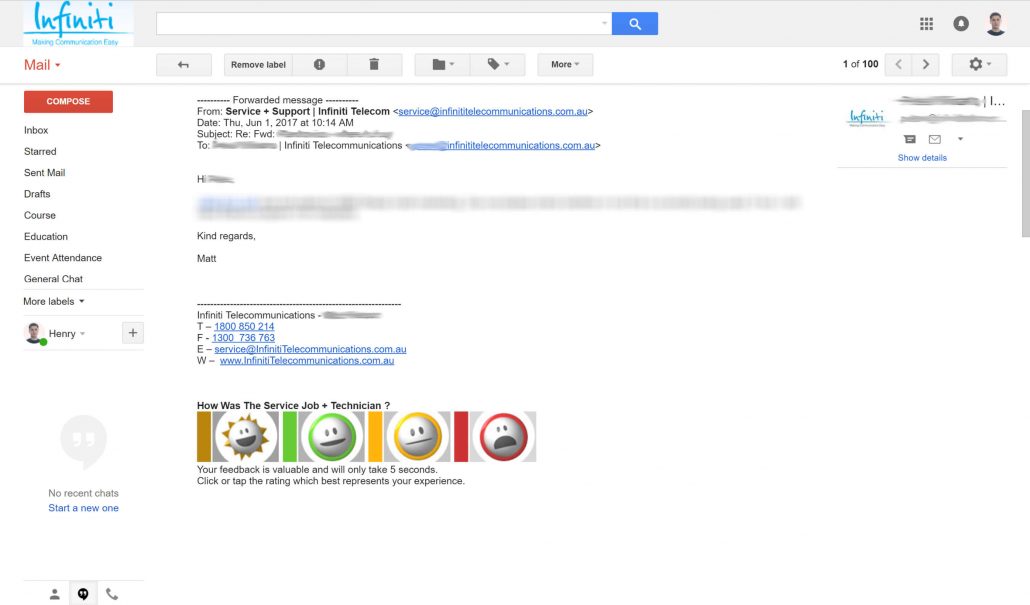 telco customer survey in gmail