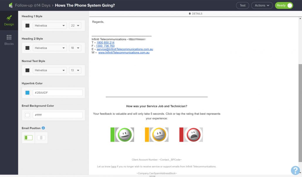telco customer survey Infusionsoft