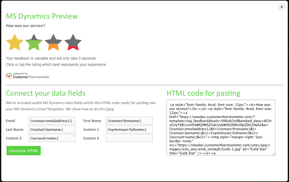 Microsoft Dynamics survey setup