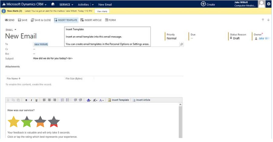 Microsoft Dynamics integration survey email template