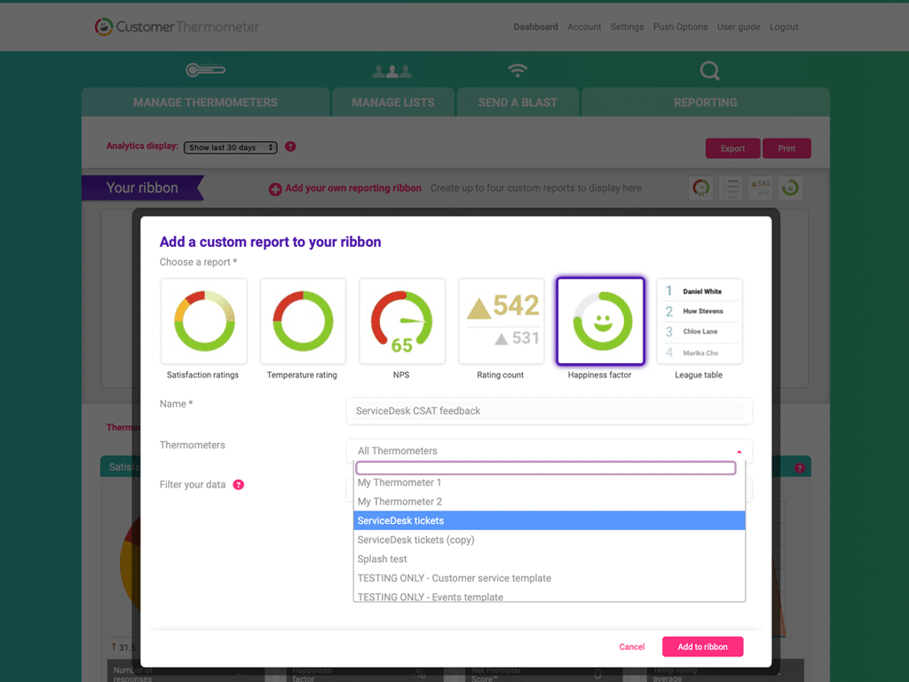 Customizable CSAT report