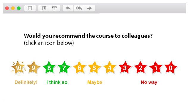 training survey question example template customer thermometer nps net promoter score recommend to a colleague