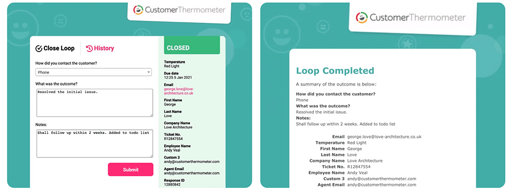 Closed Loop Email Process Example template CSAT NPS