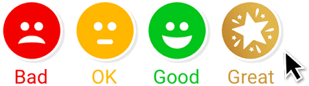 Customer satisfaction feedback buttons