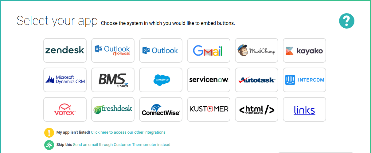 customer thermometer select your app