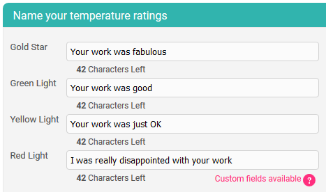 text descriptions for survey ratings