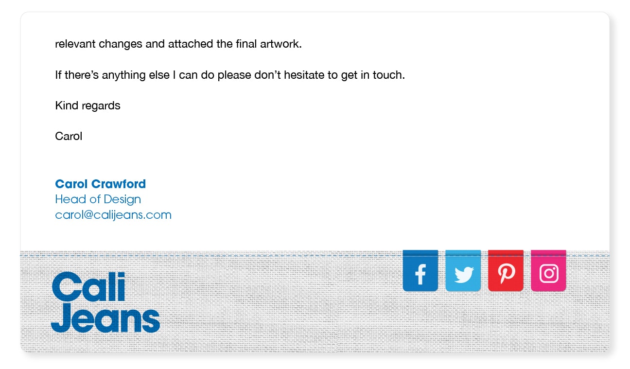 cool email signature idea social icons