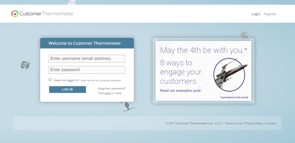 Customer Thermometer login page
